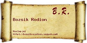 Bozsik Rodion névjegykártya